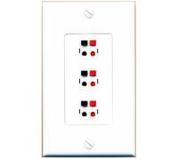 RiteAV Placca da parete per jack per altoparlante a 3 porte, 1 banda, colore: bianco