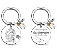 RiTeDei Zodiac, portachiavi con segno zodiacale, regalo per uomini, donne, compleanno, laurea, anniversario, Natale, giorno del Ringraziamento, Halloween, Vergine, 30 mm