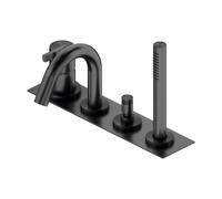 Ritmonio DOT316 Round rubinetto vasca a 4 fori in acciaio inox, per montaggio su bordo vasca, PR50EG101IBX, DOT316 Round nero spazzolato [Rubinetteria Bagno > Rubinetteria Vasca]