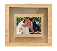 Rito della sabbia matrimonio - NIRALIS - cornice cerimonia rovere chiaro con pannello frontale trasparente, spazio foto 10x15, chiusura magnetica e ricordo nuziale decorativo - 24x26x5 cm senza sabbia