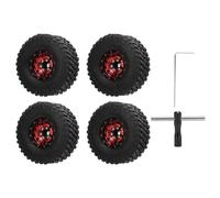 RiToEasysports 1:24 Pneumatici per Ruote per Auto RC, Branchi in Lega di Alluminio RC off 4PCS con Pneumatico di Bloccaggio per SCX24 Bronco C10 JLU Deadbolt FMS FCX24 1:18 1:24 Auto RC (Rosso)