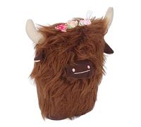 RiToEasysports Bambola di Peluche della Mucca delle Highland, Giocattolo di Bestiame Senza Volto Farcito Morbido di Simulazione per la Decorazione Domestica (Marrone)