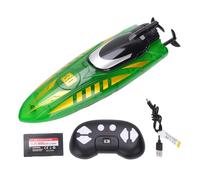 RiToEasysports Barca a Telecomando, Barca a Doppia Faccia di Acrobazie RC con Luce per Piscine e Laghi (GREEN)