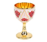 RiToEasysports Bicchiere da Vino in Lega di Zinco da 30 Ml, Bicchiere Dorato Resistente e Stabile per Feste o Uso Personale - Materiale Spesso (Tutto Bianco Con Fiore Rosso)