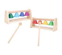 RiToEasysports Campanello a Mano Strumento Musicale per Bambini a 8 Note con Base in Legno e 2 Bacchette per l'illuminazione Musicale e lo Sviluppo della Prima Infanzia
