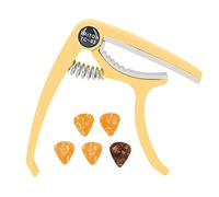 RiToEasysports Capotasto per Chitarra, Rilascia Rapidamente Capotasto per Chitarra Accessori per con 5 Plettri per Chitarre Elettriche Acustiche Banjo Mandolino Ukulele (YELLOW)