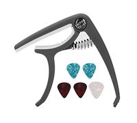 RiToEasysports Capotasto per Chitarra, Rilascia Rapidamente Capotasto per Chitarra Accessori per con 5 Plettri per Chitarre Elettriche Acustiche Banjo Mandolino Ukulele (BLACK)