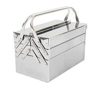 RiToEasysports Cassetta degli Attrezzi, Cassetta degli Attrezzi Pieghevole in Acciaio Inossidabile a 3 Livelli e 5 Vassoi per Riparazioni Auto e Officine Domestiche, Design a Sbalzo con Supporto (420)