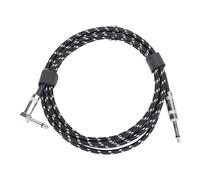 RiToEasysports Cavo per Chitarra, Cavo di Collegamento per la Riduzione del Rumore Intrecciato in Nylon da 6,5 mm 3 Metri per Chitarra Elettrica (Punto bianco linea nera)