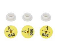 RiToEasysports Etichetta di Identificazione Animale 100 Pezzi Marcatori per Orecchie di Coniglio, Plastica Resistente per Piccoli Animali, Facile da Distinguere, Giallo, 1,75x1,75x1,35 Cm