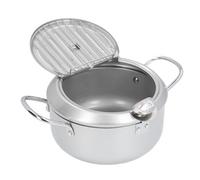 RiToEasysports Friggitrice Dal Design Robusto in Ferro con Indicatore della Temperatura Dell'olio per la della Famiglia (SILVER)