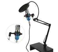 RiToEasysports Kit Condensatoricrofono USB Professional Sound Microf per Studi di Registrazione dello Streaming per Computer Desktop PC - Black Tube Bodies + Silver Network Head (Blu + argento)