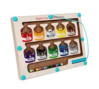 RiToEasysports Labirinto Magnetico Puzzle Labirinto Magnetico in Legno con MDF Acrilico e Legno Massello 22,5 X 15,3 X 1,1 Cm Tabellone per Conteggio con Corrispondenza di Colori e Numeri per