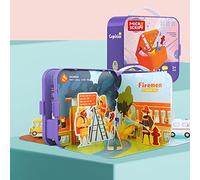 RiToEasysports Libro Puzzle Giocattolo per la Cognizione Professionale 3D Fai-da-te con 4 Scene Pop-up per l'apprendimento in età Prescolare, Giocattolo per attività Educative Precoci per Bambini