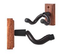 RiToEasysports Monte a Parete di Chitarra, Gancio per Appendiabiti per Chitarra per Tutte le Dimensioni, Elettrica, Basso, con Kit di Installazione Completo, Materiale ABS, Stabile (BROWN)