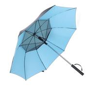 RiToEasysports Ombrello da Sole, Ombrello da Pioggia Professionale con Ventola di Raffreddamento e Protezione UV UPF 50 Plus, Batteria Rimovibile da 2600 MAh, con 3 Pale del Ventilatore (BLUE)