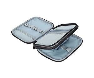 RiToEasysports Organizer per ferri da maglia, robusta chiusura a cerniera, borsa portaoggetti con design a 2 strati, ideale per aeroporti, parchi, tessuto Oxford 600D grigio