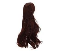 RiToEasysports Parrucca di capelli di bambola di taglio fai da te stile lungo riccio con frangia curata, per bambole BJD circonferenza testa 8-9 pollici, materiale di filamento alto (marrone