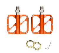 RiToEasysports Pedali in Lega di Alluminio per Bici, 3 Cuscinetti con 10 Perni Antiscivolo per Mountain Road Bike (ORANGE)