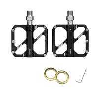 RiToEasysports Pedali in Lega di Alluminio per Bici, 3 Cuscinetti con 10 Perni Antiscivolo per Mountain Road Bike (BLACK)