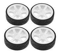 RiToEasysports Ruota per Auto da Corsa RC 1/10, Ruota in Plastica con Pneumatici in Gomma Scanalata per Prestazioni Stabili, Disegno del Battistrada Ad Alta velocità, Resistenza All'usura, (WHITE)
