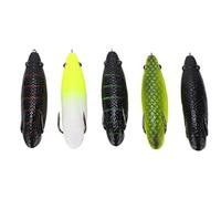 RiToEasysports Set di 5 Esche Artificiali a Forma di Bruco, in Gomma Morbida con Occhi 3D e in Acciaio Inossidabile, Ideali per la Pesca di Persici e Trote in Acqua dolce.