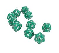 RiToEasysports Set di dadi DND, set di dadi poliedrici per dungeon e draghi RPG, 10 pezzi in plastica leggera a 20 lati per giochi da tavolo e apprendimento della matematica (verde)