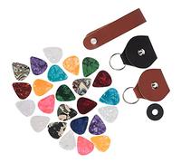 RiToEasysports Set di Plettri per Chitarra con 28 Plettri in 3 Spessori - Custodia in Pelle PU e Tracolla per Chitarra con Effetto Anti-inciampo