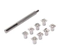 RiToEasysports Set di Punzoni per Timbri in Metallo, 8 Modelli, Stampa Trasparente, Impugnatura Ergonomica per L'artigianato in Pelle, Adatto per Artigiani e Appassionati di Pelletteria, Realizzato