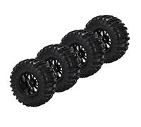 RiToEasysports Set Ruote e Pneumatici per Veicoli RC, Pneumatici in Gomma Nera con in Plastica con Design a Scanalature, con Rivestimento in Spugna, per Camion RC da Corsa Breve 1/8 1/10