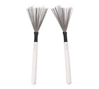 RiToEasysports Spazzola per Batteria, Strumento a Percussione con Manico in Legno di Acero e Filo di Acciaio con Impugnatura Comoda, per Batteria Jazz e Batteristi Membri della Band (WHITE)