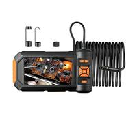 RiToEasysports Telecamera per Endoscopio con Luce, Telecamera per Boroscopio in Acciaio Inossidabile con Schermo LCD da 5 Pollici, 1080P, 8 Luci LED, Cavo Rigido da 16,4 Piedi per Ispezione (Doppia