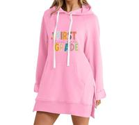 Ritorno A Scuola Vestiti per Ragazze Adolescenti Donne Plus Size Insegnante Felpe Alla Moda Primo Giorno di Scuola Camicia Manica Lunga Pullover Casual Studente Top, Rosa #6., XL