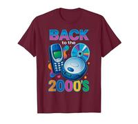 Ritorno agli Anni 2000 Retro Design Vintage Theme Party Maglietta, Uomo, Bordeaux, L