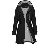 RITOSTA Giacca Impermeabile Donna Antipioggia Leggera Giacca a Vento Lungo Antivento Trench Impermeabile Cappotto con Cappuccio Raincoat per All'aperto Campeggio Trekking(Nero,L)