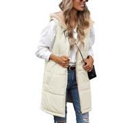RITOSTA Gilet Donna Lungo Giacca Invernale Caldo Giubbotto Termica Smanicato Cappotto Senza Maniche Elegante Piumino Lunga Parka Giacche con Cappuccio Tasche Cerniera Intera (Khaki,L)