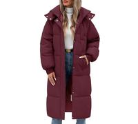 RITOSTA Giubbotto Donna Invernale Lungo Cappotto Imbottito Giacca Trapuntata Giubbino Puffer Coat Jacket Elegante Cappotti Piumino Invernali Parka Autunno con Cappuccio Zip e Tasche (Burgundy,L)