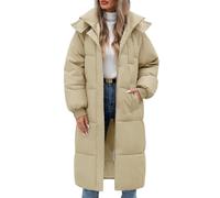 RITOSTA Giubbotto Donna Invernale Lungo Cappotto Imbottito Giacca Trapuntata Giubbino Puffer Coat Jacket Elegante Cappotti Piumino Invernali Parka Autunno con Cappuccio Zip e Tasche (Khaki,L)