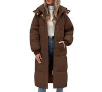 RITOSTA Giubbotto Donna Invernale Lungo Cappotto Imbottito Giacca Trapuntata Giubbino Puffer Coat Jacket Elegante Cappotti Piumino Invernali Parka Autunno con Cappuccio Zip e Tasche(Caffè,XL)