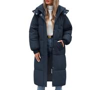 RITOSTA Giubbotto Donna Invernale Lungo Cappotto Imbottito Giacca Trapuntata Giubbino Puffer Coat Jacket Elegante Cappotti Piumino Invernali Parka Autunno con Cappuccio Zip e Tasche (Navy,S)