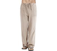 RITOSTA Pantaloni Uomo Estivi in Cotone e Lino Leggeri Casual a Gamba Dritta Vestibilità Larga Elasticizzati con Coulisse per Spiaggia Turismo