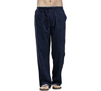 RITOSTA Pantaloni Uomo Estivi in Cotone e Lino, Leggeri Casual a Gamba Dritta, Vestibilità Larga Elasticizzati con Coulisse per Spiaggia Turismo