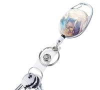Ritrattabile Badge Holder - Elegant Marble Pattern Reel Keychain with Strong Cord and Firm Grip, Compact Design Prevents Tangling Saves Space | Ideal Accessory for ID Badge Key Cards or Employee Ident