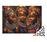 Ritratti di donne africane, puzzle 1000 pezzi per adulti, ragazze africane, copricapo tradizionale, premium alta qualità spesso robusto, vibrante, stimolante, antistress, regalo, 52x38cm/1000pz