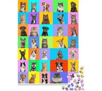 Ritratti di Gatti e Cani Puzzle 1000 Pezzi Puzzle per Adulti Carta Relax Decorazione Casa Interazione Familiare 70x50cm/1000pcs