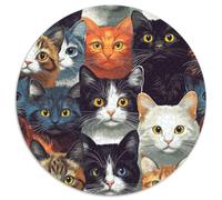 Ritratti di Gatti Puzzle per Adulti Puzzle 1000 Pezzi Rotondo 1000 Pezzi Cartone Varietà di Volti Felini Difficile Relax Decorazione Casa Collezione Artistica