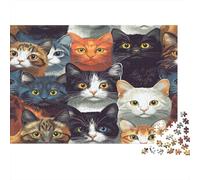 Ritratti di gatti vari Puzzle 1000 Pezzi Carta per Adulti Volti di gatti Gioco di Puzzle 1000 Pezzi Decorazione Casa Regalo 38x26cm/1000pcs