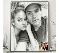 Ritratto a matita personalizzato - Schizzo fotografico su misura, perfetto per matrimoni, coppie e regali di Natale 50*70cm (tela pura),30*40cm (tela pura),40*60cm (tela pura),20*30cm (tela pura),40*5