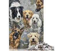 Ritratto ad acquerello di cani felici Puzzle 1000 Pezzi, Design Creativo