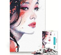 Ritratto ad acquerello di una donna Puzzle da 1000 pezzi Gioco di costruzione Focus Incastro perfetto Attività gratificante per le giornate di pioggia (38x52cm)